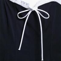 Vestido corto de corte A con material de lazo Forro de poliéster sin mangas - details 3