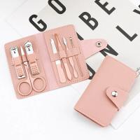 Kit de manicura y pedicura, cortador de 7 piezas, tijeras, pinzas, cortaúñas, con Funda de cuero PU colorida - details 1