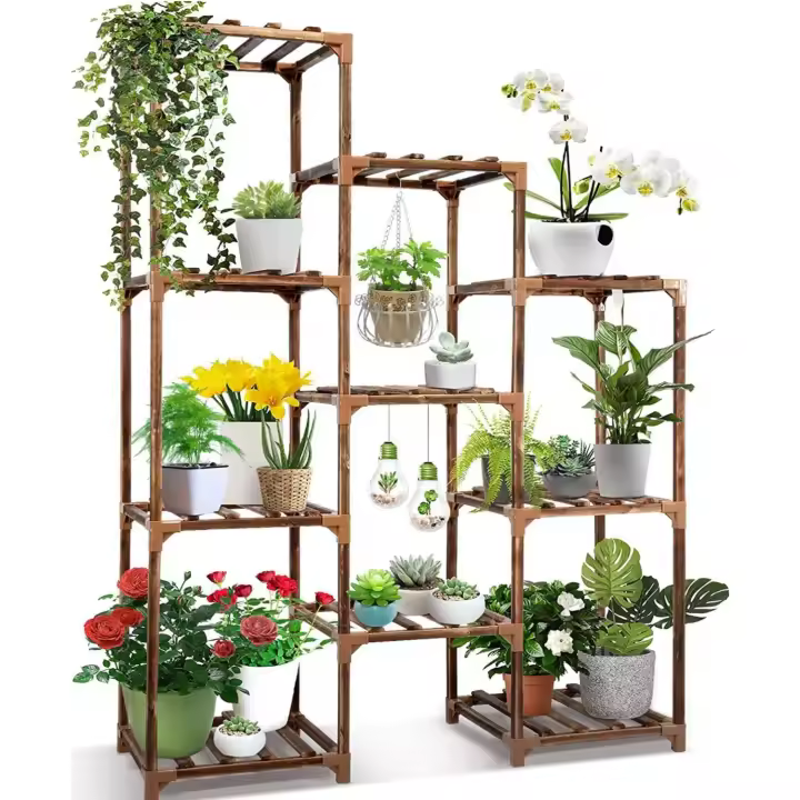 Soporte de Maceta Grande Altura 10 Estante de Varios Niveles para Jardín Interior y Exterior - 1