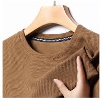 Polo de manga corta para hombre, camiseta de manga corta de algodón con cuello redondo y empalme a la moda de Polot liso con gofres, para uso diario - details 11