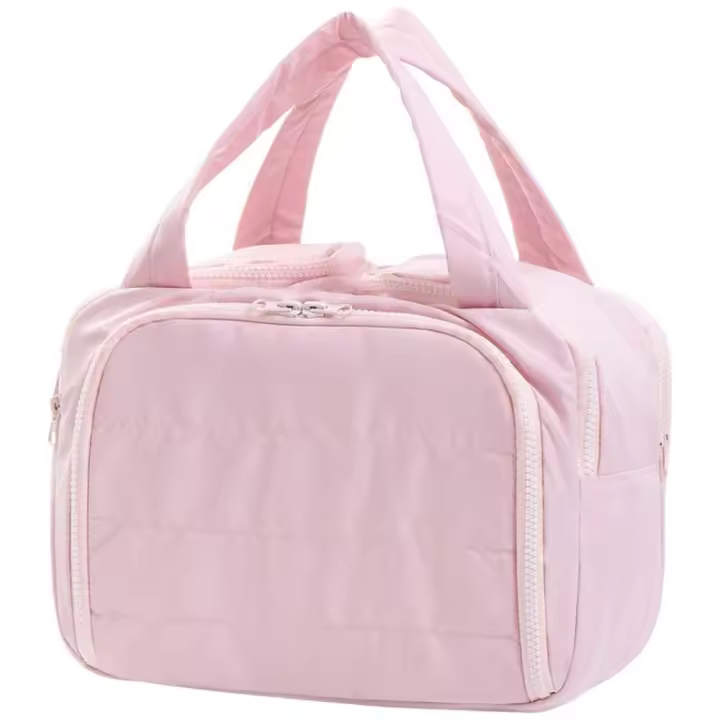 Nueva bolsa de aseo de viaje con asa, bolsa de maquillaje ligera y esponjosa, bolsa de almacenamiento de gran capacidad dividida para exteriores - 1