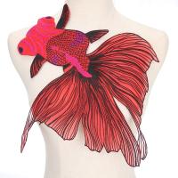 Parches bordados de peces grandes, accesorios de costura para ropa, proveedores de accesorios de bricolaje, pegatina, collar de encaje NL079, 38x35, 1 unidad - details 0