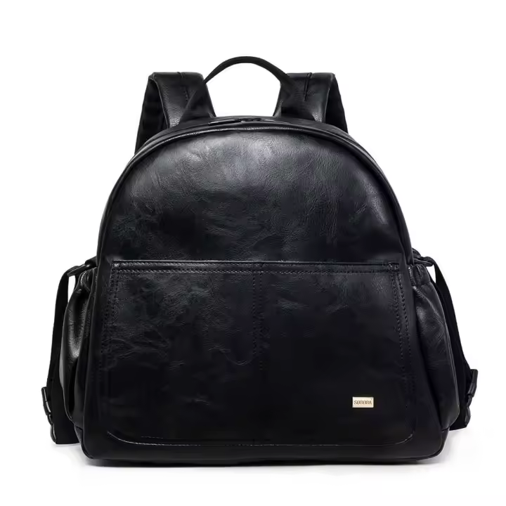 Maternidad Cambio de pañales Madre Negro Grande Moda con 2 correas Mochila de viaje para bebé - 1