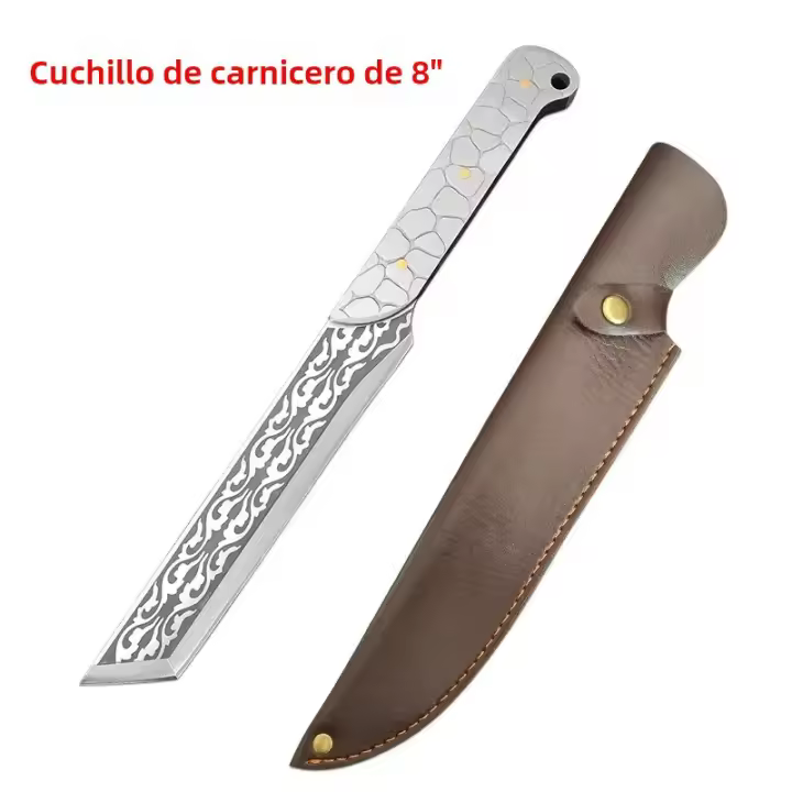 Cuchillo de Cocina de Acero Inoxidable Resistente Herramienta Profesional para Corte de Carne y Pescado Hoja Forjada con Patrón de Láser - 1