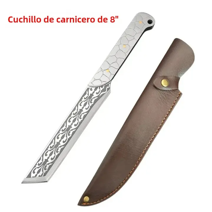 Cuchillo de Cocina de Acero Inoxidable Resistente Herramienta Profesional para Corte de Carne y Pescado Hoja Forjada con Patrón de Láser - 1