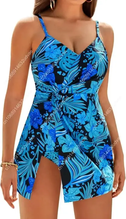 Traje de baño de una pieza para mujer, traje de baño con cuello en V y control del vientre, ropa de playa para vacaciones - 1