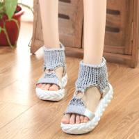 Zapatillas tejidas ligeras de suela gruesa de gran tamaño para mujer, nuevas sandalias casuales de punta redonda de lana. - details 16