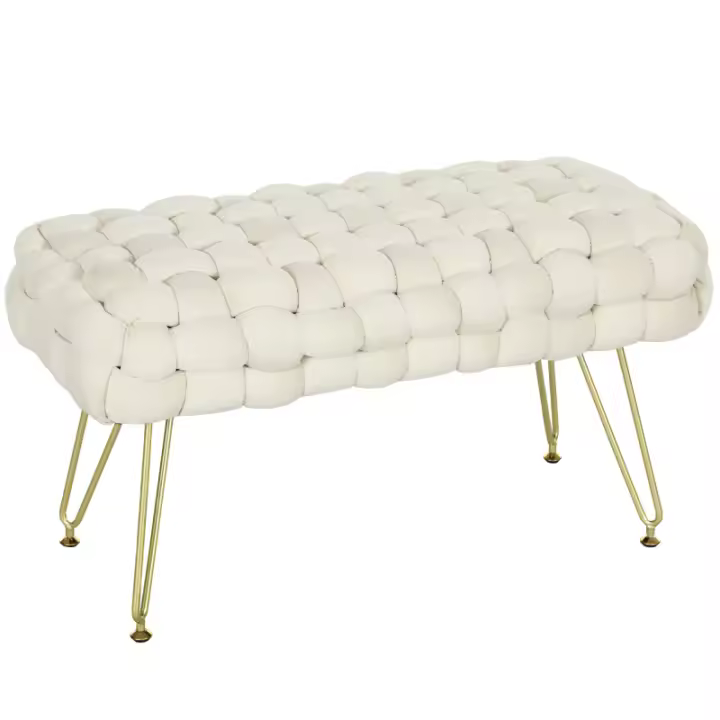 Taburetes HOMCOM Banco tapizado con aspecto de terciopelo Banco de pie con asiento tapizado - 1