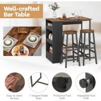 Juego de Mesa Industrial 2 Taburetes, 3 Estantes, Marco de Acero Ideal para Cocina, Bar y Bistró - details 2