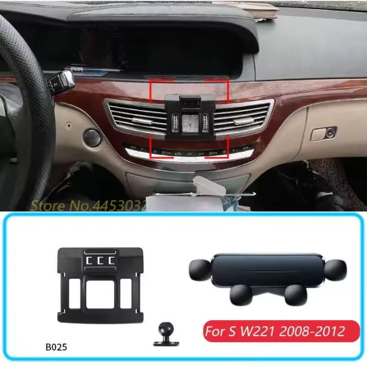 Mercedes Benz W221 2008-2012 Teléfono para automóvil Gravedad GPS Instalación horizontal Accesorios de soporte móvil - 1