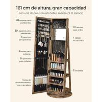 Espejo Completo Inpendiente Giro de 360° Estante y Llave Dormitorio Regalo Blanco Vetas Gris Claro - details 14