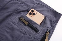 Summer men's cotton multi-pocket solid color 7-point Library, casual sports shorts - details 20