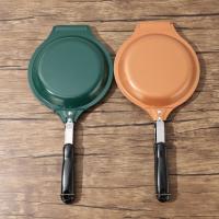 Sartén redonda con tapa para tortillas con mango largo, sartén plegable de doble cara, sartén antiadherente para hacer tortitas, jamón - details 4