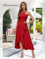 Vestido de Cóctel Tirantes al Cuello – Largo con Volantes, Elegante para Bodas/Fiestas Formales, Diseño Ajustado y Transpirable - details 4
