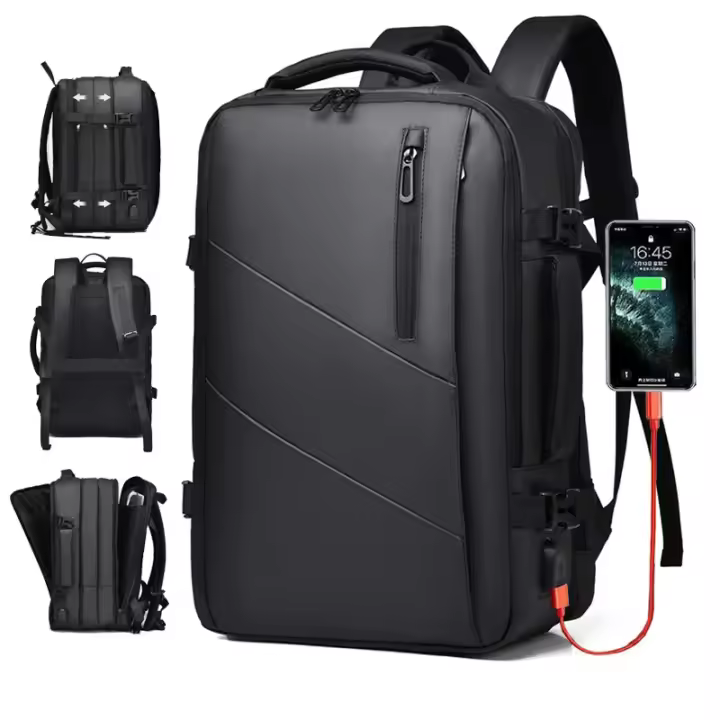 Bolsa de viaje genérica, amplia capacidad, mochila portátil, bolsa de trabajo, mochila grande, mochila para adultos, personal y estudiantes, profesores, Negro, Ver descripción - 1