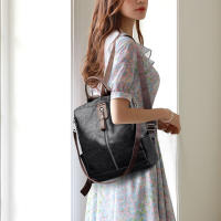 Mochila de viaje para mujer de cuero PU vintage gran capacidad bolsa escolar para adolescente bolsa de negocios femenina bolsa de lujo - details 2