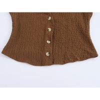 Conjunto de moda para mujer, top sin mangas de cintura alta y pantalones con botones, elegante para mujer - details 16