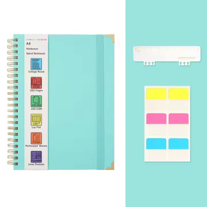 Cuaderno de bobina A4/B5, 320 páginas con correa, cuadernos con horarios, diario de línea Horizontal portátil, Bloc de notas, suministros escolares - 1
