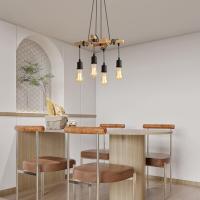Lámpara Colgante Madera GOECO, Negro, E27 Sin Bombilla, 4 Cabezales, Iluminación Interior para Sala de estar, Dormitorio, Comedor, 41,5*41,5*115  CM - details 0