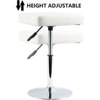Cuadrado Cuero Silla Ocio Bar Trabajo Giratorio Ajustable en Altura Garaje sin Respaldo barbero Blanco - details 1