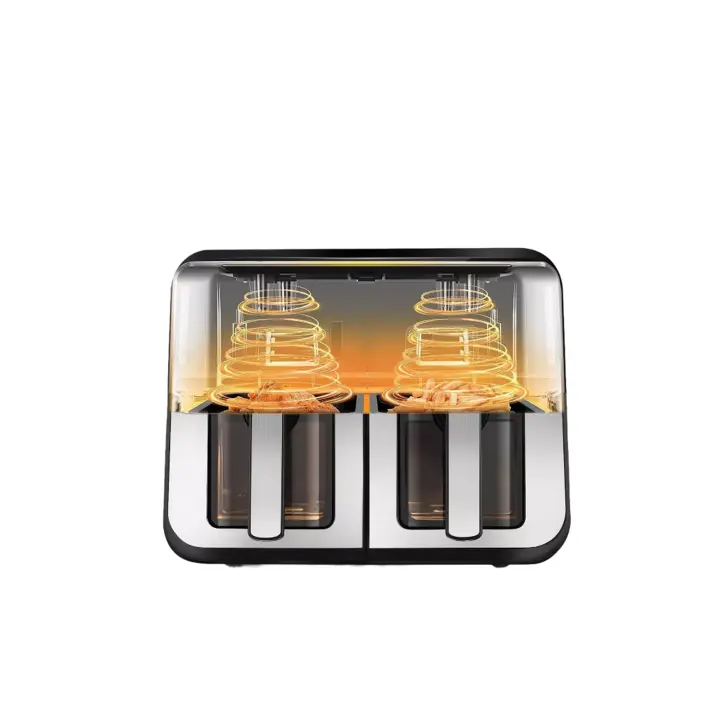 8 programas preestablecidos, ventana de visualización digital Freidora de aire seco 4.5L + 4.5L sin aceite, freidora de aire sin aceite de 2500 W, - 1