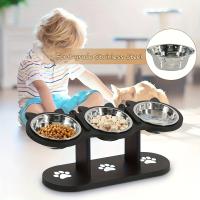 Soporte de Alimentación Elevado para Gatos de Madera 3 Tazones Ajustables a 15 Grados - details 4