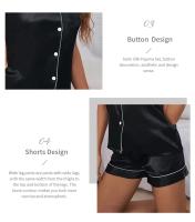 Conjunto de pijamas de satén para mujer, Tops y pantalones cortos con botones, traje de pijama de 2 piezas, ropa de dormir para mujer, ropa de descanso para verano - details 5