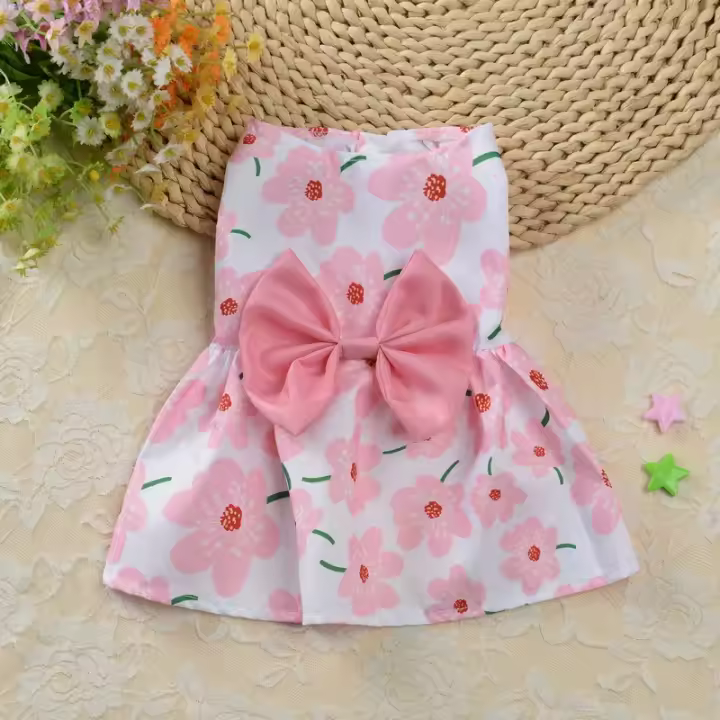 vestido de conejo con corbata para mascotas hermoso para verano vestido de fiesta para pequeños animales de estilo casual - 1
