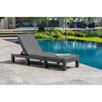 Sillón de Jardín al Aire Libre Estructura Reforzada con Cojín 4 Posiciones de Apoyo Diseño Gris - details 1