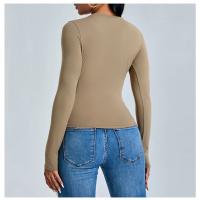 Fishbone Line Camiseta deportiva informal de manga larga para mujer, para Yoga, correr, gimnasio, ajustada, con cuello redondo, Top de entrenamiento - details 11