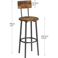 Juego de Dos Taburetes de Bar Industrial Altura Ajustable, Fácil Montaje, Negro EBK32BY01G1 - details 11