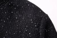 Chaqueta de Lentejuelas Brillantes Oro Y2K Cuello Altivo, Manga Larga, Abrigo Corto para Mujeres - details 3