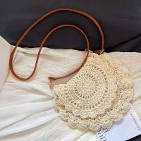 Bolso tejido con hilo de algodón con borde de flores, bolso cruzado de paja Retro ahuecado, bolso tejido de estilo étnico con perlas transpirables para uso diario - details 27