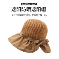 Sombrero para el sol versión coreana femenina alfabeto sombrero de cubo sombrero de paja tejido hueco grandes alerones espalda dividida tenedor sombrero para el sol playa protección solar - details 0