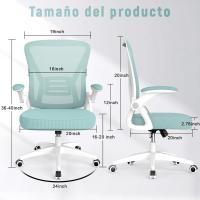 Silla de Oficina Ergonómica Ajustable Respirable, Ajustable, Giratoria de 360°, Reposabrazos Abatibles de 90°, Soporte Lumbar - details 16