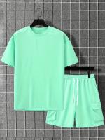 Conjunto Deportivo Casual para Hombres de Poliéster Camiseta con Pelo y Shorts de Cinturón con Bolsillos Perfecto para el Verano Lavable en Máquina - details 38