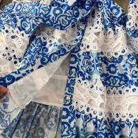 Minivestido ajustado con agujeros y manga acampanada para mujer, minivestido con estampado ral, cuello levantado, con cordones y cintura alta - details 22