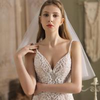 Velos de novia cortos elegantes de dos capas 75cm 2T con peine de Metal blanco para fiesta 2025 recién llegado - details 3