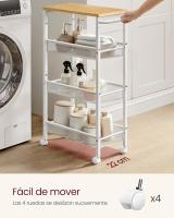 Carro de 4 Niveles, Carro Estrecho de Cocina con Ruedas, con Asa, para Espacio Reducido, 22 x 45,4 x 77 cm, para Cocina, Baño, Salón, Estudio, Marrón Rústico y Negro LRC033B01 - details 57