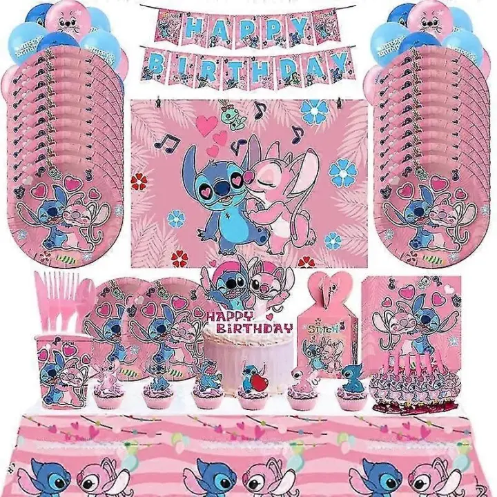 Decoración de Fiesta de Cumpleaños Temática de Lilo y Stitch Platos de Fiesta de Globo de Ángel de Alta Calidad Seguro para Niñas - 1