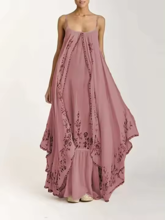 Vestido de Verano sin Correas de Moda para Mujeres Talla Grande, Estampado, Vestido Suelto, Falda Larga, Tela de Poliéster Lavable en Máquina - 1