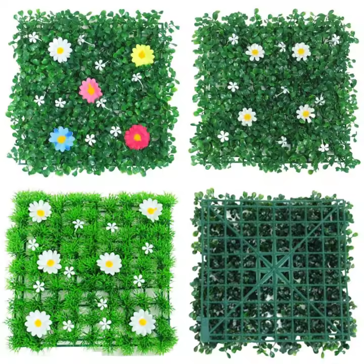 Panel de pared de plantas artificiales DIY, vida eterna, estera de hierba verde falsa duradera, sin riego, hoja de planta de flor de simulación verde - 1