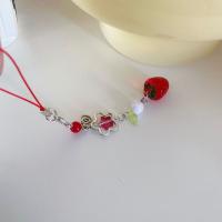 Cordón estético para teléfono Y2K con forma de fresa, colgante de cadena para teléfono con cuentas de frutas transparentes, colgante de correa para teléfono de melocotón para niñas - details 11