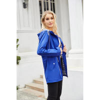 Camiseta impermeable con capucha a rayas de manga larga para mujer, longitud media - details 55