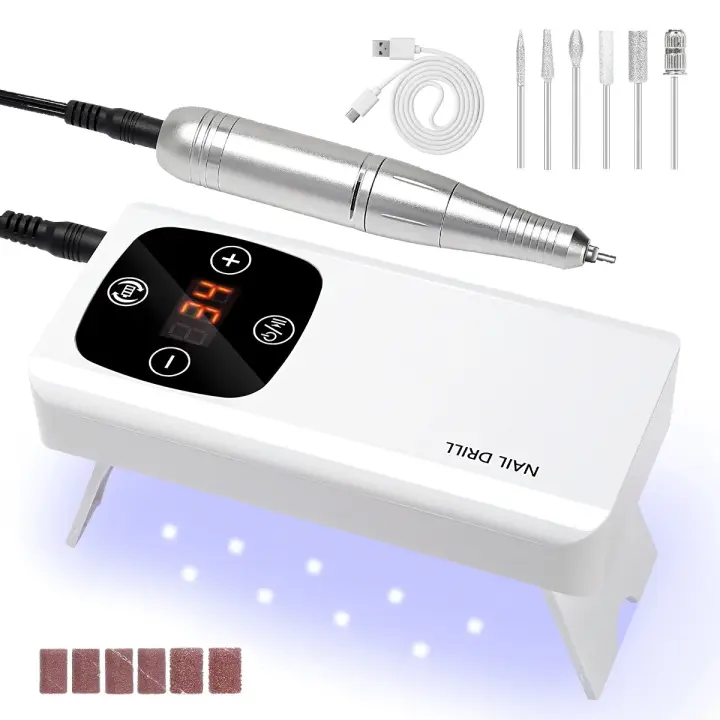 Lámpara LED 2 en 1UV para uñas y taladro de uñas con arena de taladro, eliminación de Arte de uñas, pulido de uñas para salón de manicura y pedicura - 1