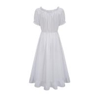 Nuevo vestido irregular retro europeo y americano, vestido con cordón medieval victoriano de manga corta con cuello de una palabra - details 12
