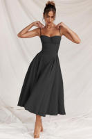 Vestido de mujer sin mangas y hombros, diseño elegante, vestido de corte - details 26