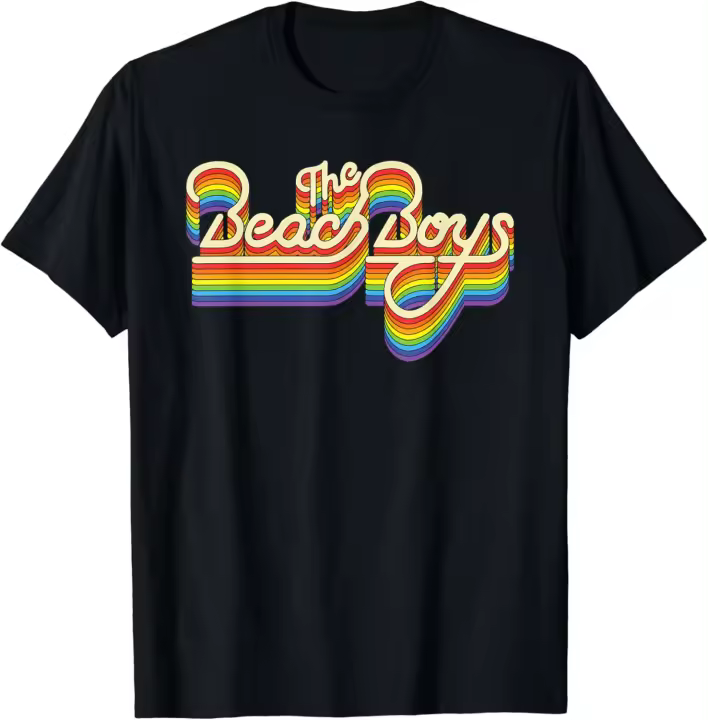 Camiseta ajustada de algodón con cuello redondo para niños, camiseta de playa con logotipo de ondulación de arco iris, color negro - 1