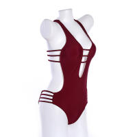 Traje de Baño de Tela Adhesiva de Una Pieza Floral Monokini sin Espalda de Corte Alto - details 12
