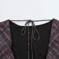 Moda elegante para mujer primavera nueva señora cuello redondo, falda midi, estampado clásico de otoño - details 11